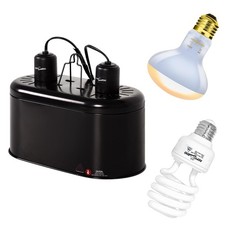 Dual Reptile Light Fixture Reptile Heat Lamp Combo Pack, 100W UVA Daylight Ba...