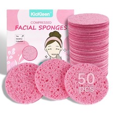 50-Count Compressed Facial Sponges 100 Natural Cellulose Cosmetic Spa Sponges...