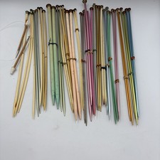 Vintage Knitting Needles Lot Of 20 Pair Metal Wood Plastic