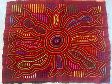 Vintage Ca.1970s Handmade Mola Textile Folk Art Kuna Tribe in Panama