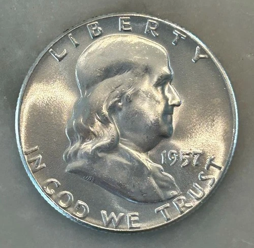 1957-P Franklin Half Dollar - BU - Brilliant Uncirculated - 90% Silver