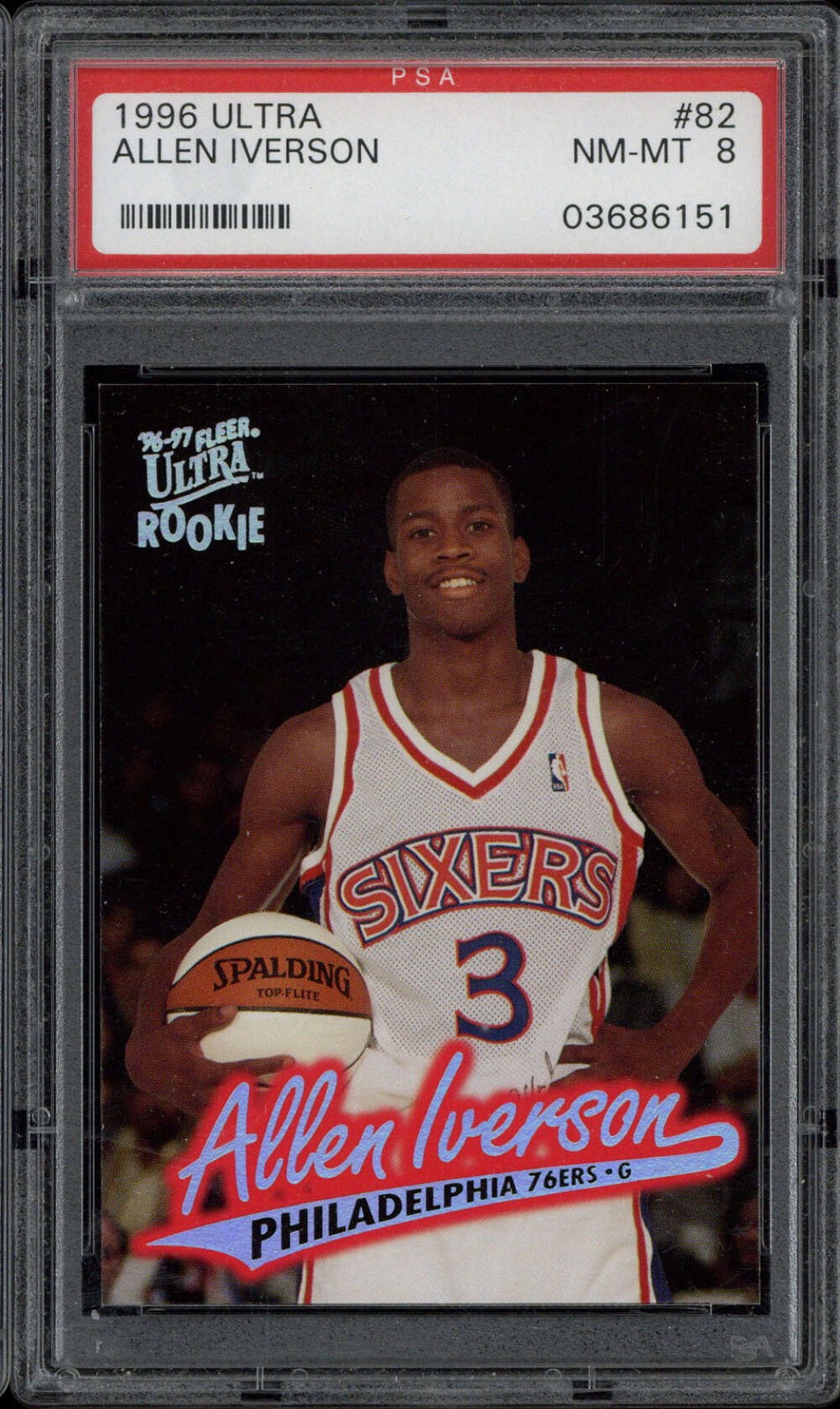 1996-97 Ultra #82 Allen Iverson 76ers PSA 8 NM-Mint RC ID: 514292