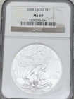 2008 American Silver Eagle NGC MS69 Slabbed $1 Bullion Coin
