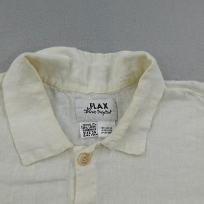 FLAX Shirt Womens 3G White Linen Button Up Tunic Oversized Loose