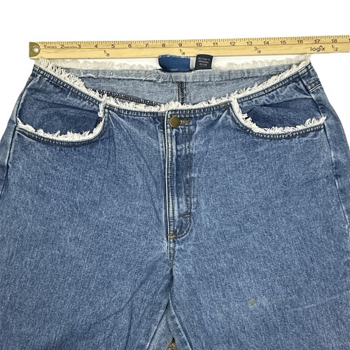 Wrangler Frayed Waist Embroidered Bootcut Vintage Wash Jeans Cotton Size 12/34 - Bild 9 von 9