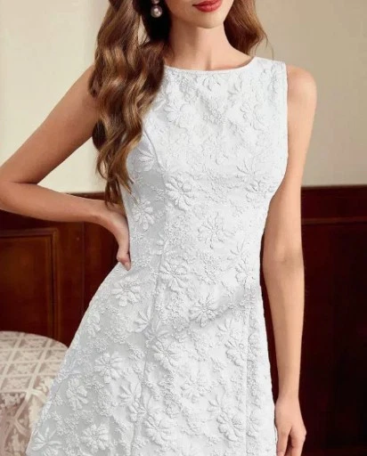 Jacquard A-Line White Dresses for Women for sale | eBay