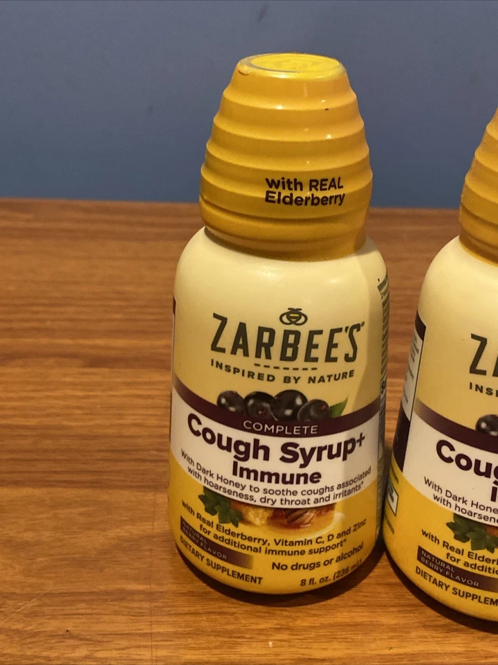 3x Zarbee's Complete Cough Syrup + Immune Berry Flavor 8 Fl. Oz. Ea. READ - Image 2 of 4