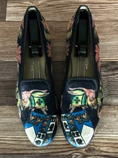 SO CUTE! Women's $575 Stubbs & Wootton Velvet “ART" Slippers Loafers Shoes 8.5