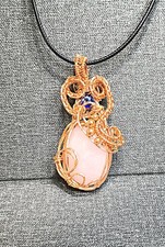 Rose Quartz Wire Wrapped Handmade Necklace Wire Wrapped Pendant