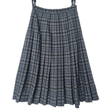 Pendleton Womens Sz 10 Gray Plaid Wool Midi Pleated Skirt 1692-232
