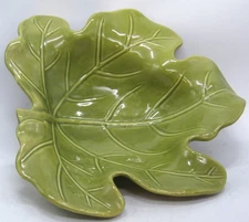 Large 12" Green Leaf Ceramic Bowl/Candy Dish. New.