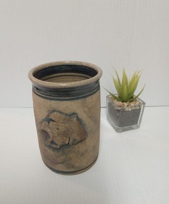 VTG Signed Studio Art Pottery Vase 3D Kokopelli Accents