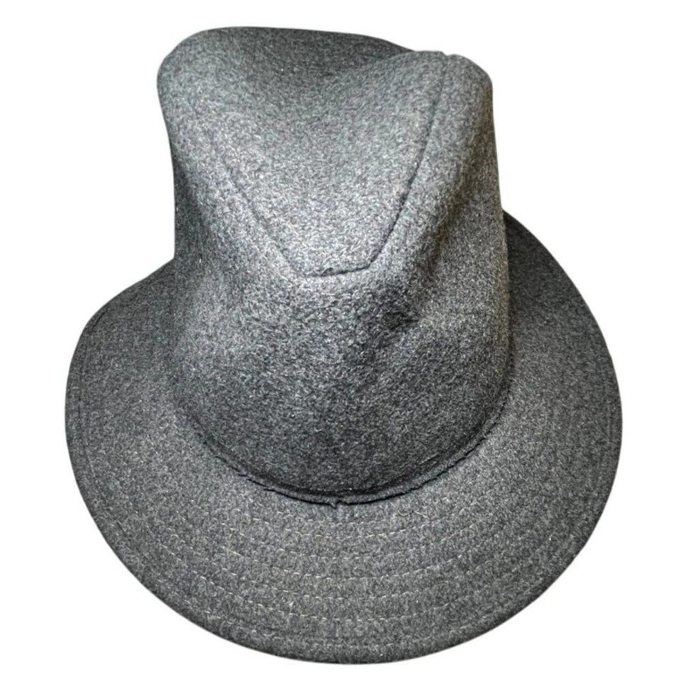 Sombrero cubo de fieltro de lana Woolrich de colección gris años 90 Y2K senderismo al aire libre Gorpcore M Foto 3 de 4
