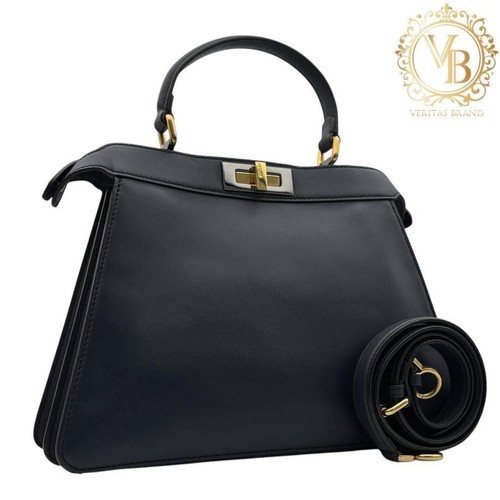 FENDI Peekaboo Isee You Medium 2Way Handbag Navy 8BN321