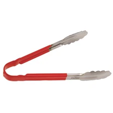 CRESTWARE CG10R Tong,Red,10 in. L,Stainless Steel 45GH26