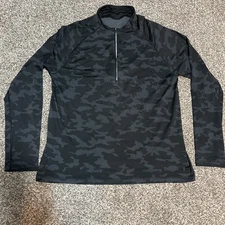 Men Lululemon Metal Vent Tech 1/2 Half Zip Up  Pullover Black Camo Size L C/mesu