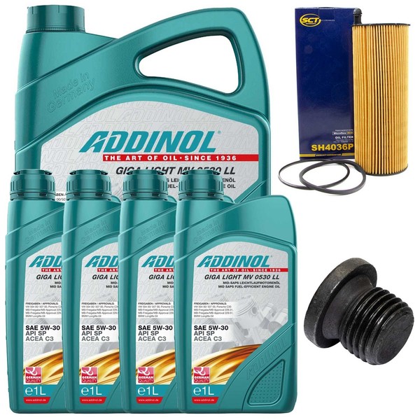 MotoröL Filter Set Addinol 5W-30 9 Liter + Schraube FüR Audi A6 Q7 Porsche VW-image