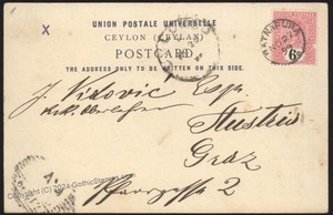 British 1899 Ceylon Women PPC Ratnapura Victoria Cover Graz Austria 112387