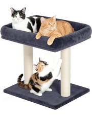 KinoTail Cat Tree with Large Top Perch Bed 19" 15.8" , Small Dark Gray