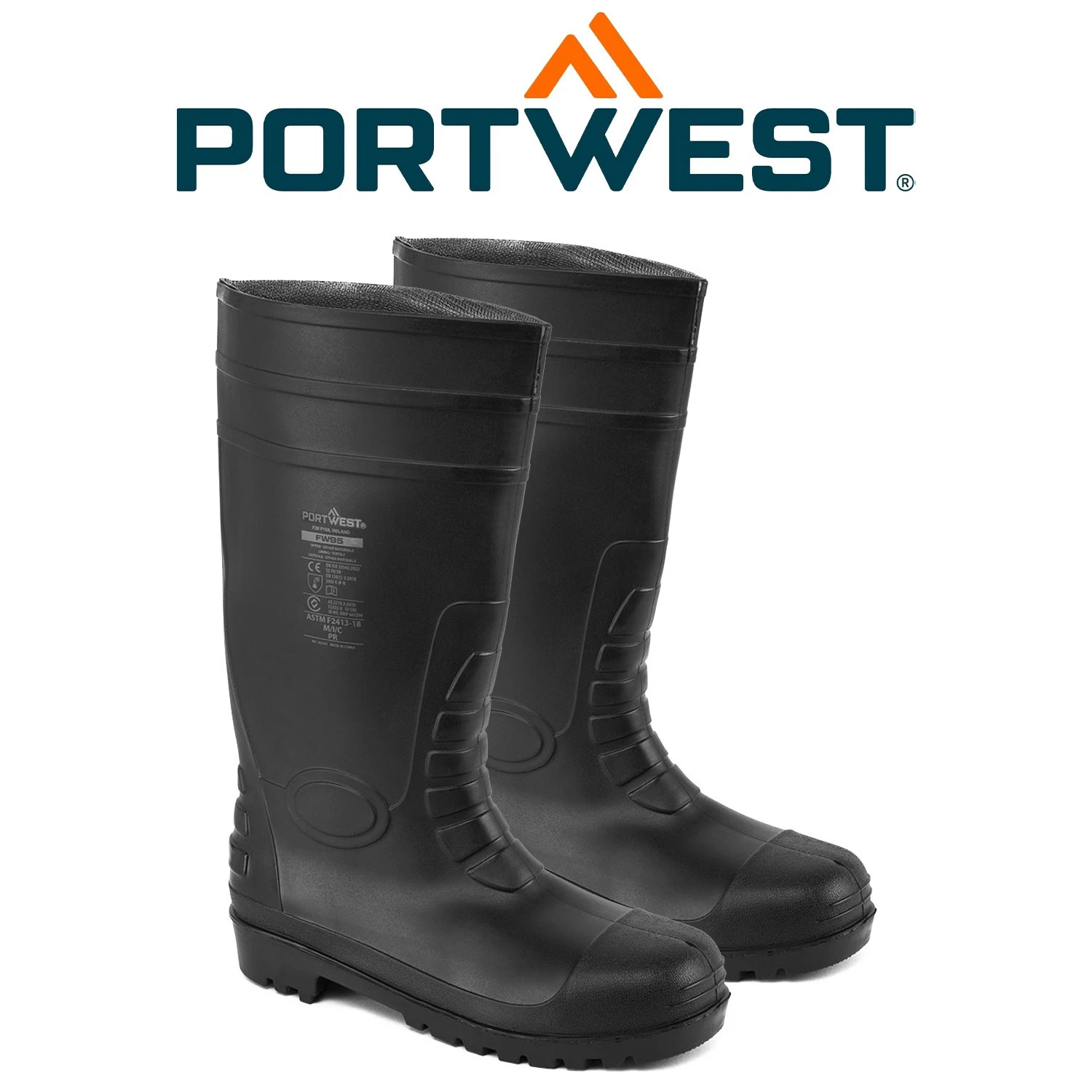 Portwest Total Safety Gumboot Steel Cap Toe PVC Wellington Gum Boots Shoes FW95
Opens in a new windo