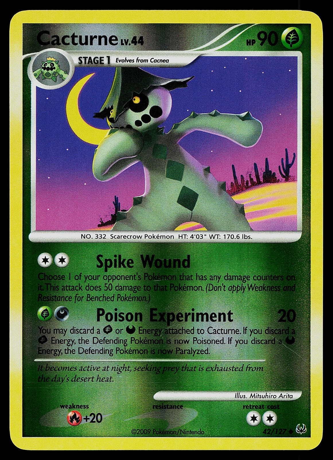 Pokemon Card - Cacturne Platinum 42/127 Uncommon Reverse Holo