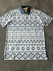 MENS PUMA GOLF SHIRT - FAIR ISLE - WHITE / BLUE- MEDIUM - NEW WITH TAGS