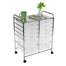 Seville Classics Multi-Use 12-Drawer Organizer Stationary Cart, Frost White
