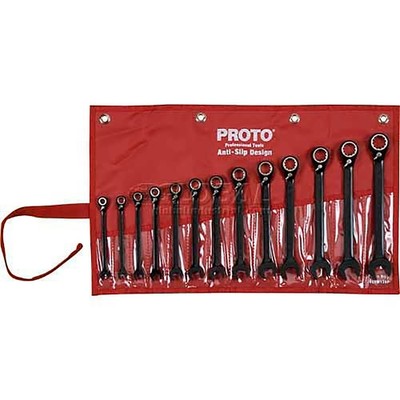 13 Piece Black Chrome Reversible Combination Ratcheting Wrench Set - Spline