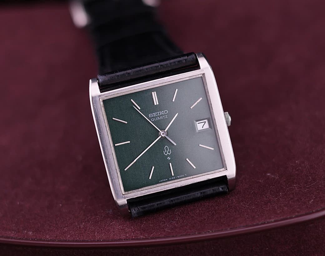 Vtg 1976 Seiko Quartz “Emerald Green TV Dial” 4122-5000 [Near Mint