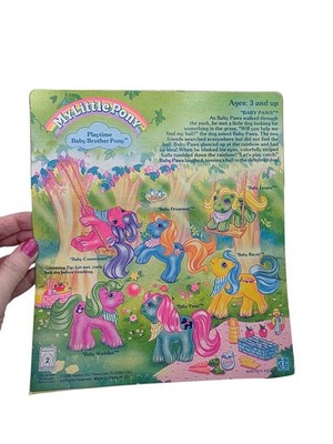 Vintage 1988 My Little Pony Playtime Baby Brother Baby Paws Cardboard Backing