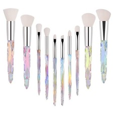 Makeup Brush Set 10 Piece Synthetic Acrylic Crystal Handles Clear