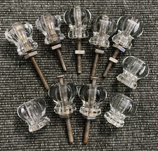 Lot of 10 Vintage Clear Glass Cabinet Dresser Drawer Knobs