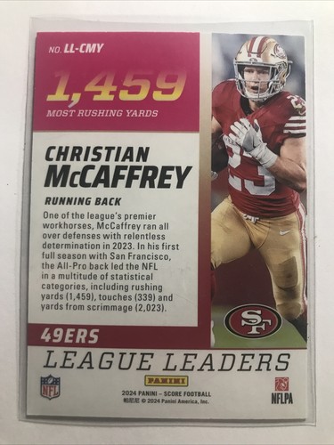 /6 Christian McCaffrey 2024 Score LEAGUE LEADERS END ZONE HOLO SSP FOTL #d 4/6 - Picture 2 of 2