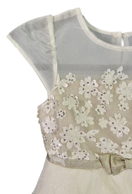 Платье для особых случаев для девочек Jona Michelle цвета слоновой кости с золотыми блестками цветочный узор размер 7 новое без ценников - Изображение 3 из 4