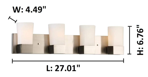 EGLO Novela 4-Light Vanity Light Wall Sconce LED Frosted Glass Lighting Fixture - Picture 3 of 5