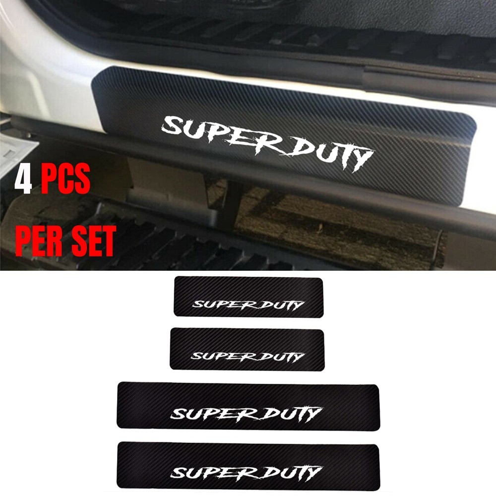 Carbon Fiber Leather Car Door Sill Cover Protector for Ford Super Duty 4 Pcs