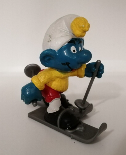 Vintage Smurfs 40205 Ski Smurf Super Figure Toy PVC Skiing Figure 1978 Peyo - Picture 1 of 2