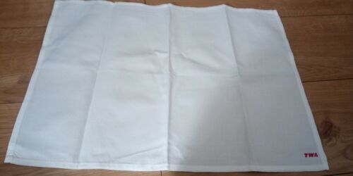 Nappe en tissu vintage TWA AIRLINES 1re classe serviette lin linge - blanc - très rare - Photo 1 sur 7