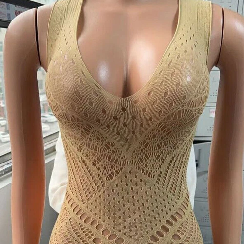 Sexy Damen-Dessous Netz-Bodystocking-Kleid Mini-Unterwäsche Babydoll Nachtwäsche - Bild 5 von 15