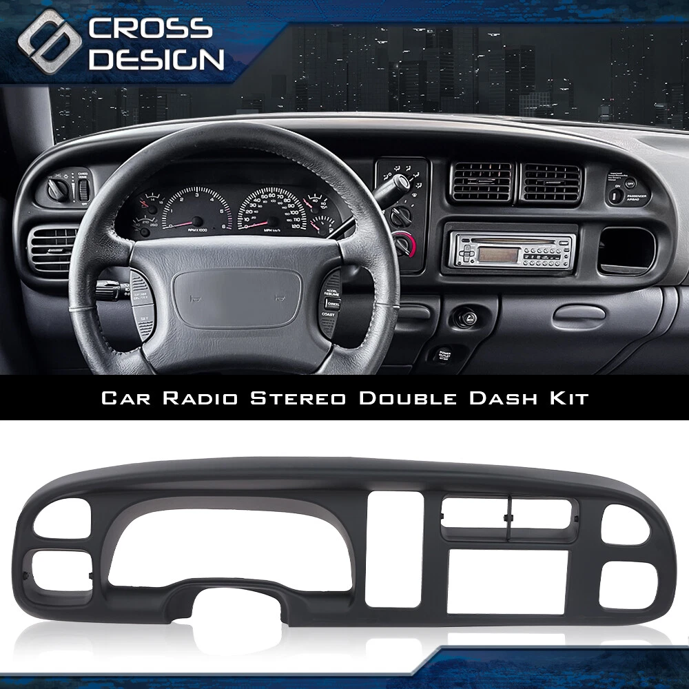 Double Din Dash Kit Black Cover Fit For 1998 2002 Dodge Ram 1500