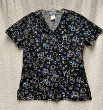 SB Scrubs Multicolored Geometric Patterned Size Small Scrub Top