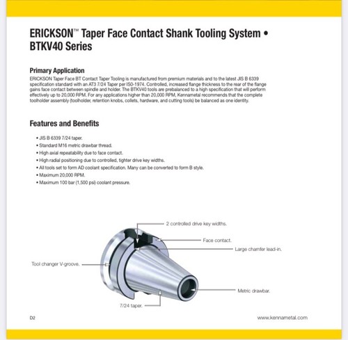 Erickson BT40 5/8" Portautensili termoretraibile liquido di raffreddamento BTKV40BHPVTT062350, Big Plus - Foto 9 di 12