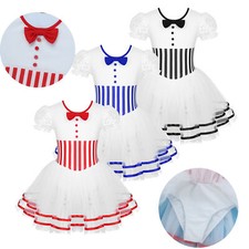 Girls' Puff Sleeves Tutu Dress Figure Ice Skating Tulle Skirt Roller Dancewear