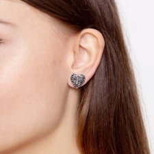 HEART RIB CAGE EARRINGS Black Epoxy Stainless Steel