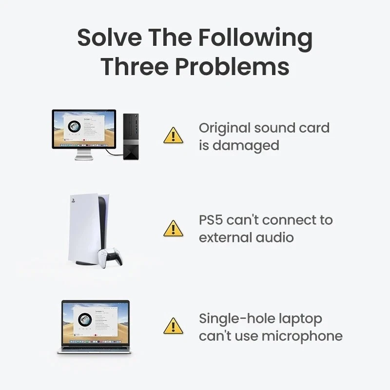 UGREEN USB Audio Sound Card External 3.5mm USB MicroPhone Adapter For PS Laptop - Image 2 of 4