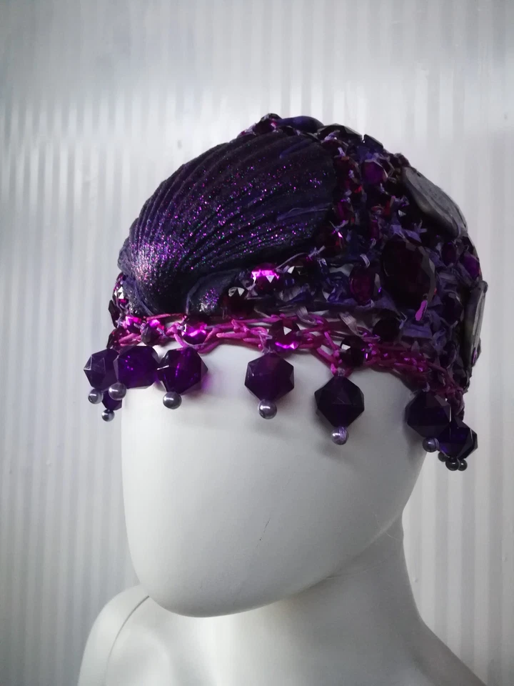 Sombrero Fascinator Mujer Crochet Tejido Gorra Elegante Lentejuelas Bordadas Retro Años 20 Foto 3 de 4