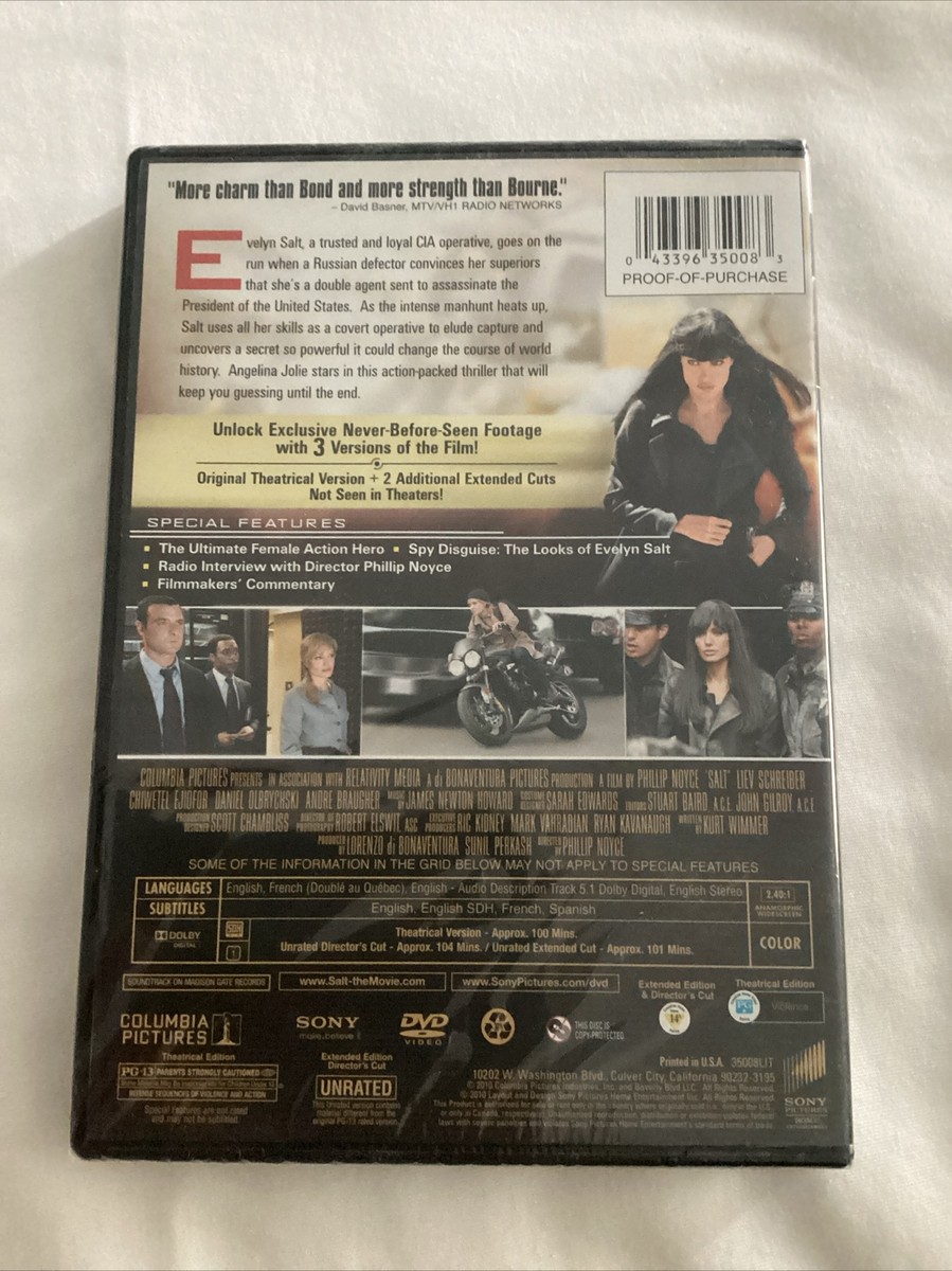 Salt 2010 DVD Angelina Jolie Liev Schreiber Mystery Action