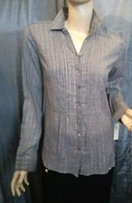 Gérard Darel Chemisier Black & White w/Silver Accent Blouse/Shirt Sz 6 US/38 EU 