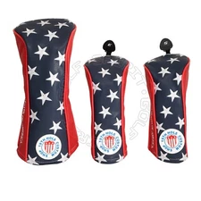 New Stars & Stripes 1 Driver + 2 Fairway Wood Head covers, 19th Hole Custom Shop