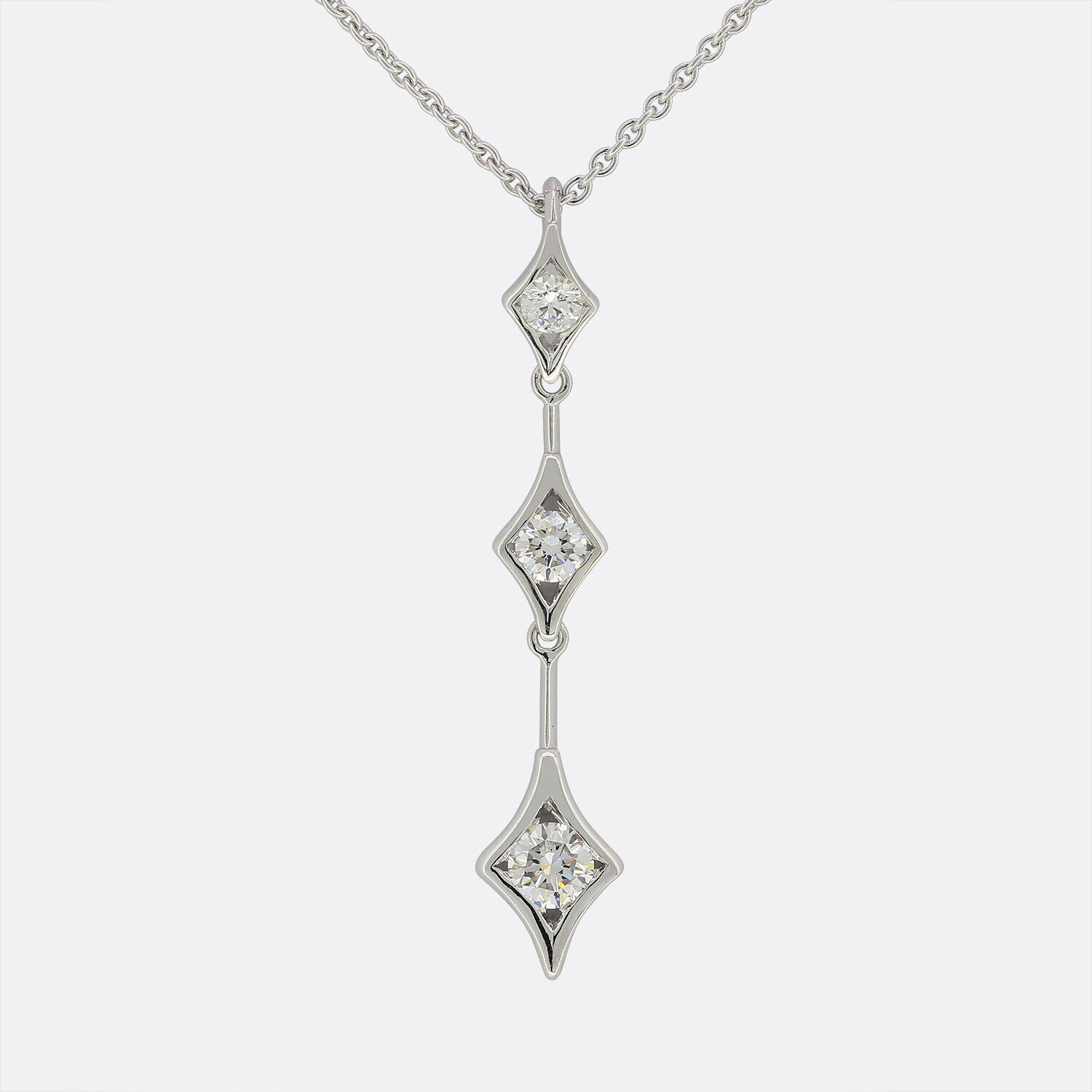 De Beers 18ct White Gold Diamond Pendant Necklace